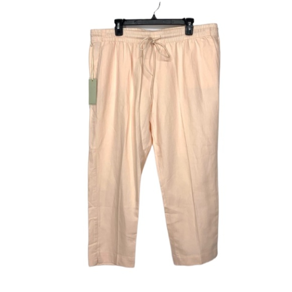 Dockers Peach Linen Blend Drawstring Stretch Waist Cropped Pants New Nwt Size 14